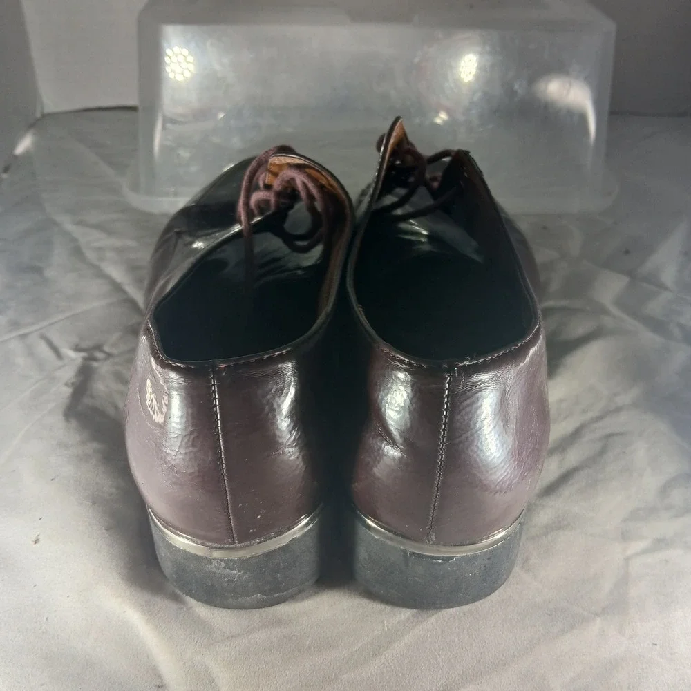 Franco Sarto Charles Burgundy Glossy Lug Sole Oxford Shoes Mens‎ 12M Z286